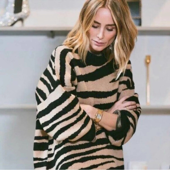 ANINE BING Cheyenne Zebra Cashmere Sweater SZ S - Picture 2 of 9